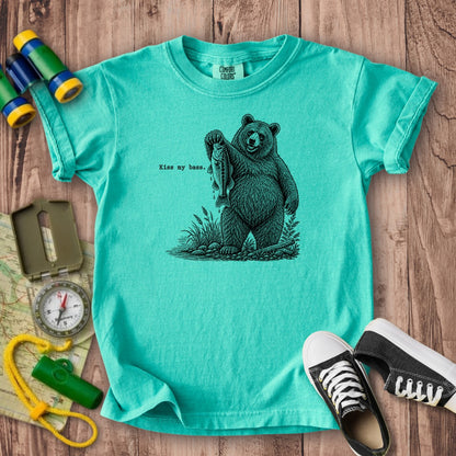 Bear Kiss My Bass Kids Cotton T-Shirt