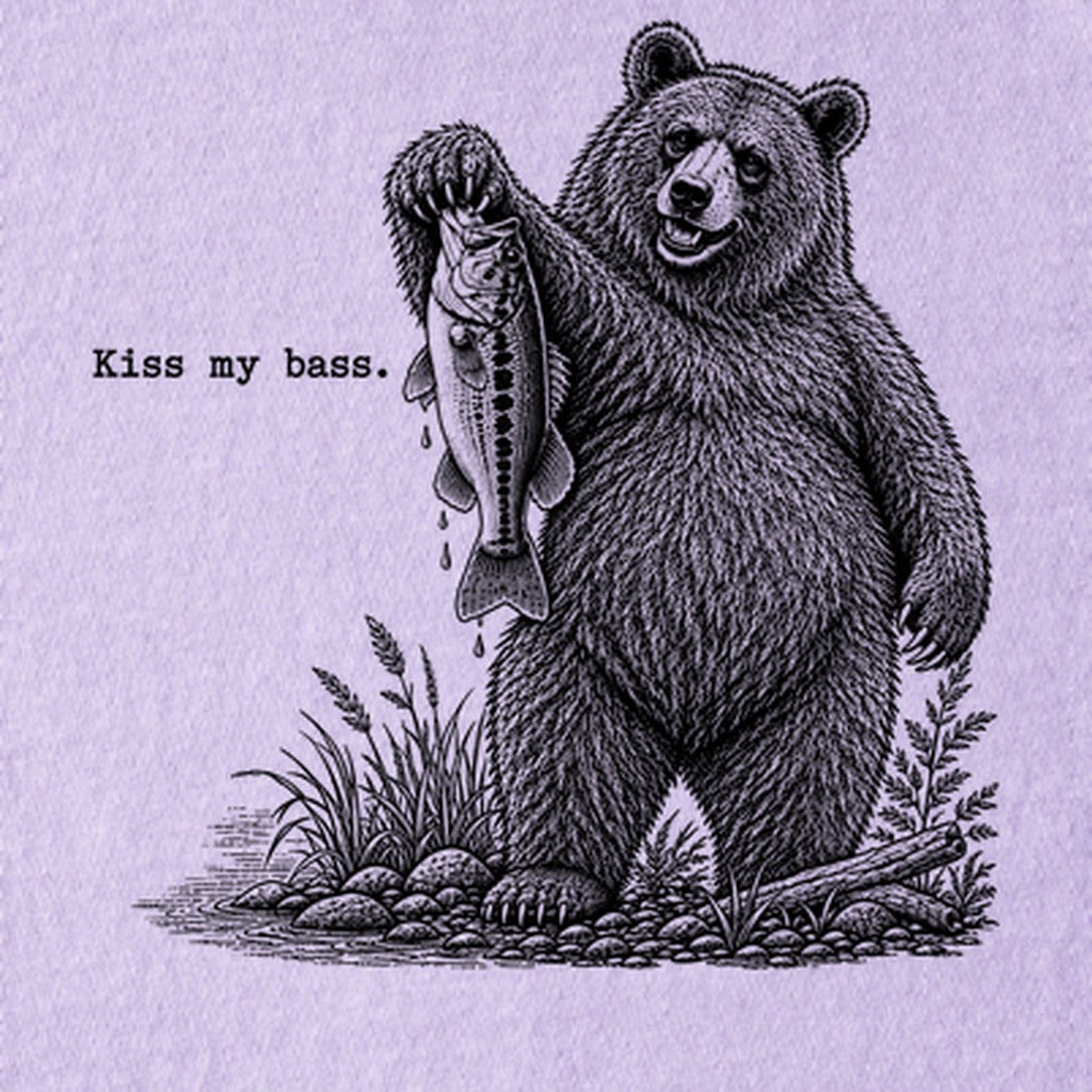 Bear Kiss My Bass Kids Cotton T-Shirt