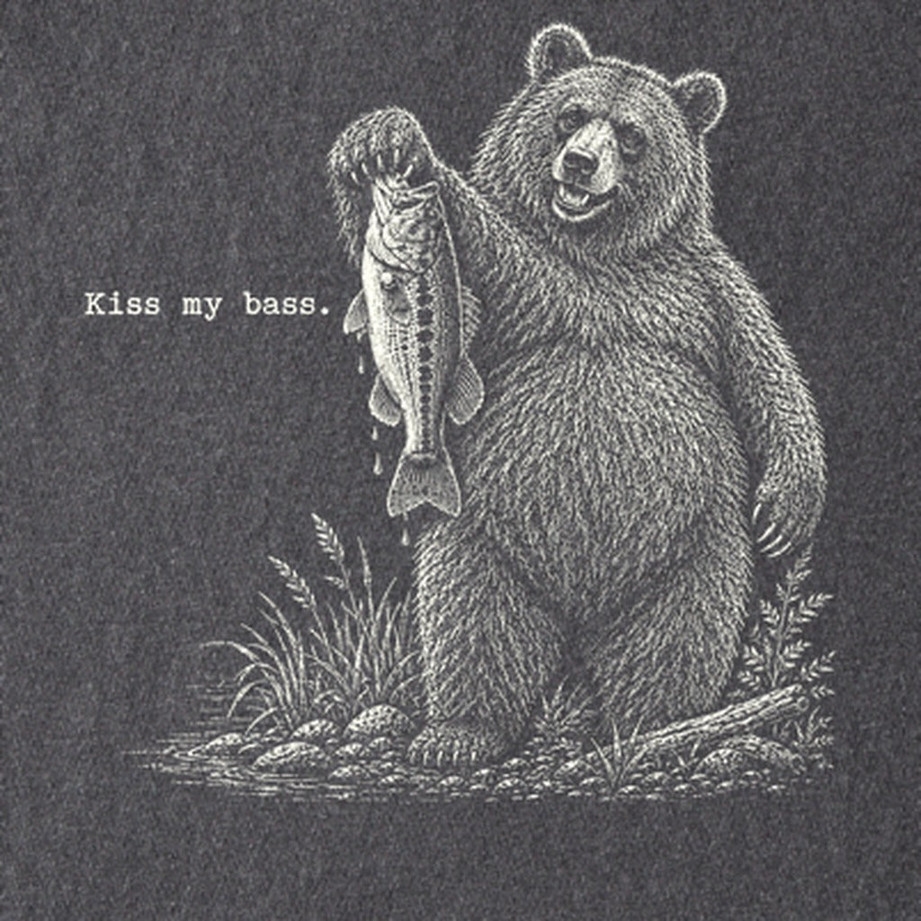 Bear Kiss My Bass Kids Cotton T-Shirt