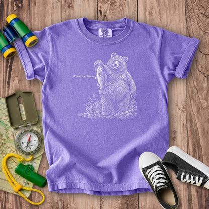 Bear Kiss My Bass Kids Cotton T-Shirt