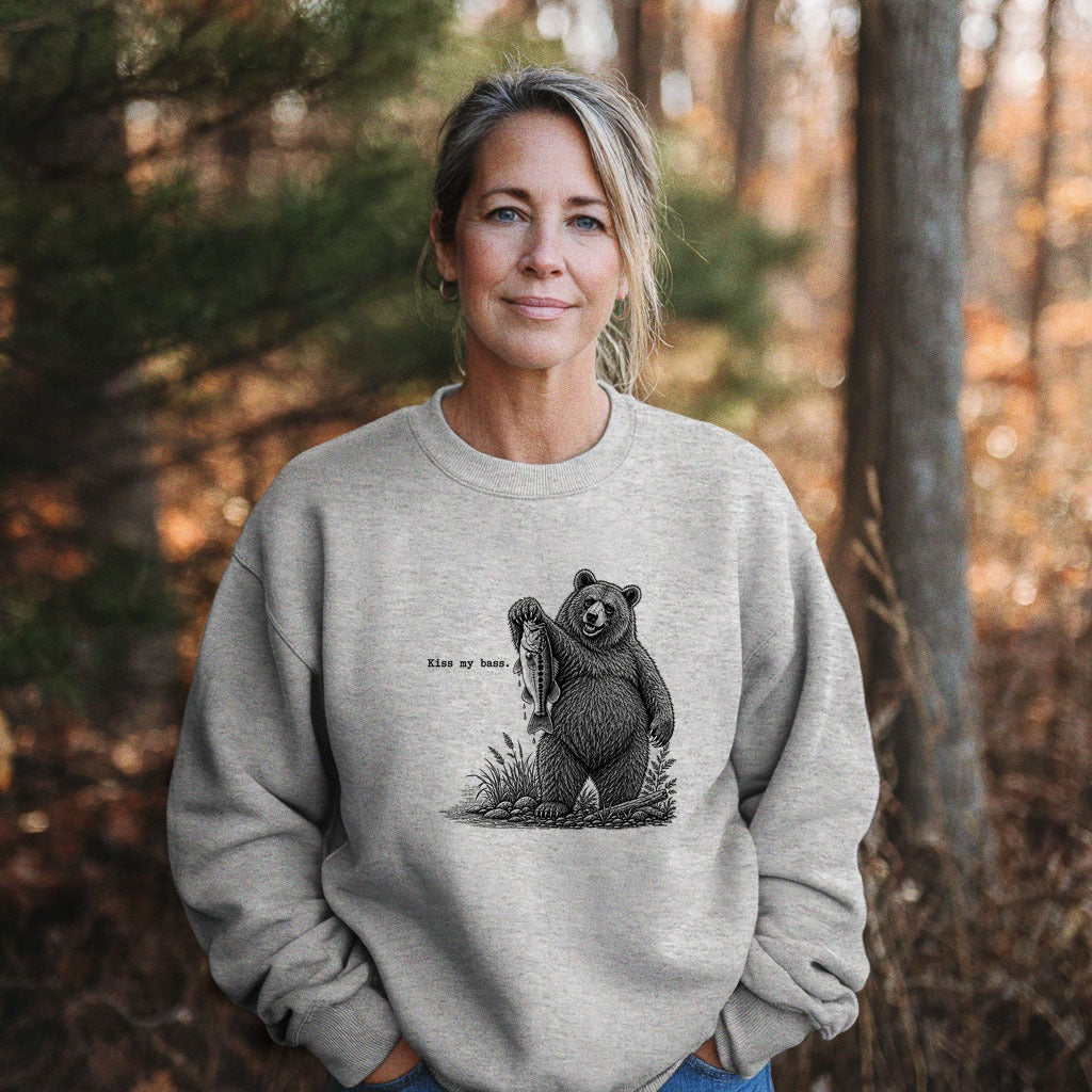 Bear Kiss My Bass Crewneck Sweatshirt