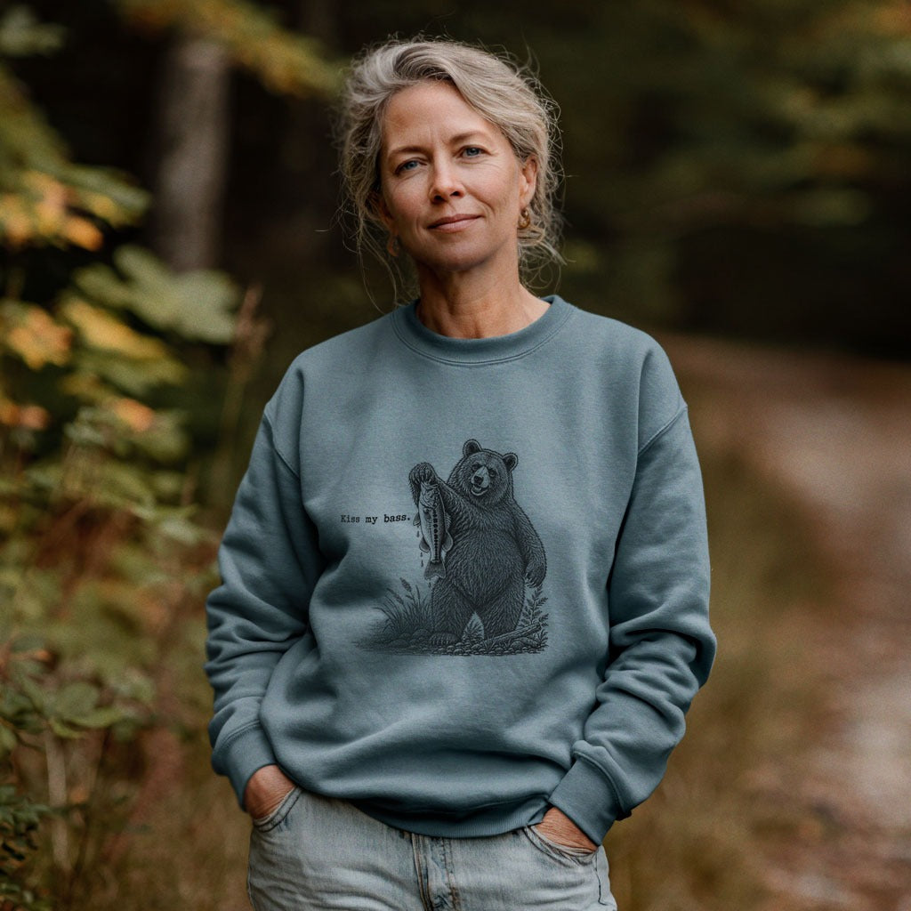Bear Kiss My Bass Crewneck Sweatshirt