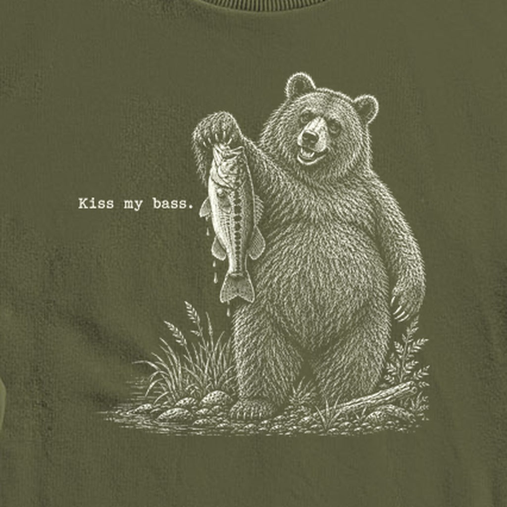 Bear Kiss My Bass Crewneck Sweatshirt