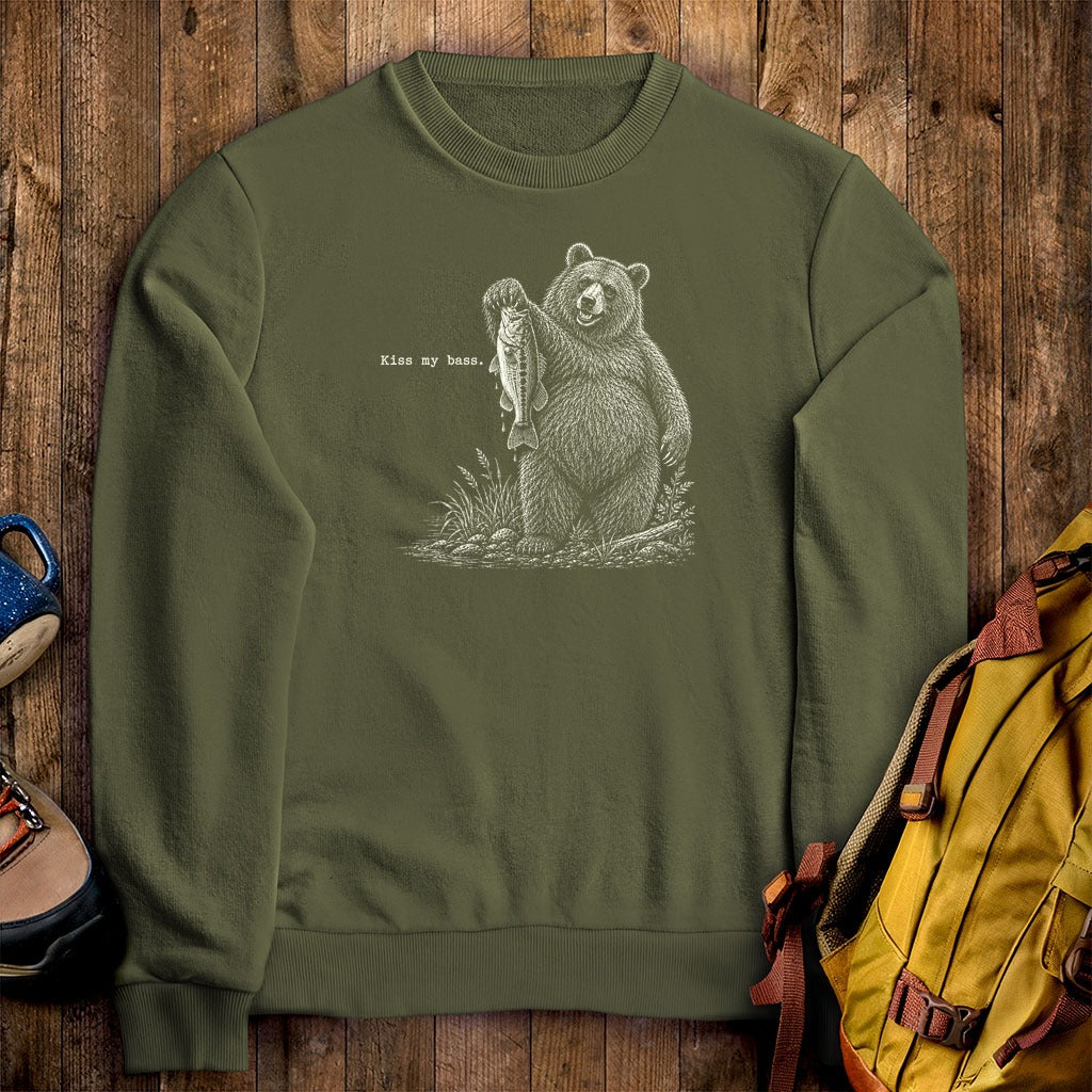 Bear Kiss My Bass Crewneck Sweatshirt