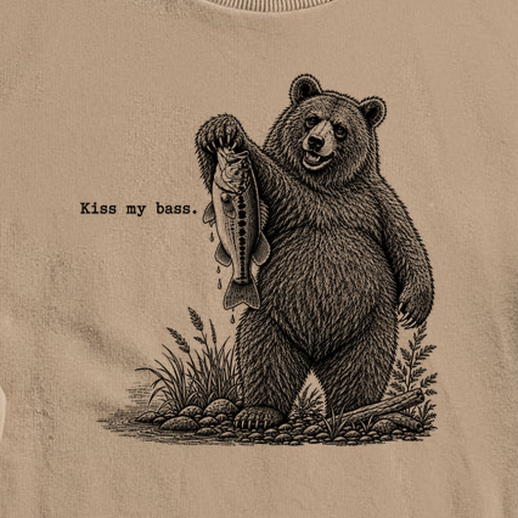 Bear Kiss My Bass Crewneck Sweatshirt