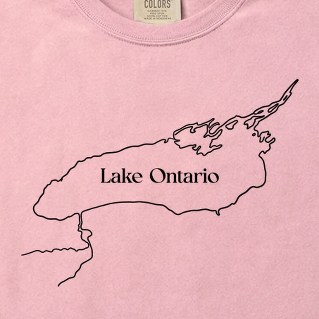 Lake Ontario Line Drawing Cotton T-Shirt