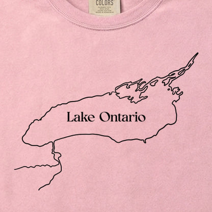Lake Ontario Line Drawing Cotton T-Shirt