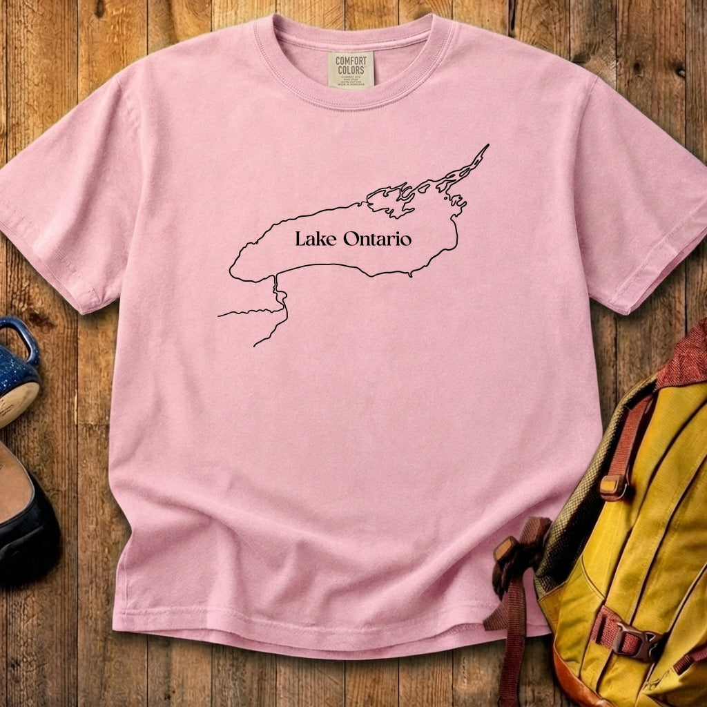 Lake Ontario Line Drawing Cotton T-Shirt