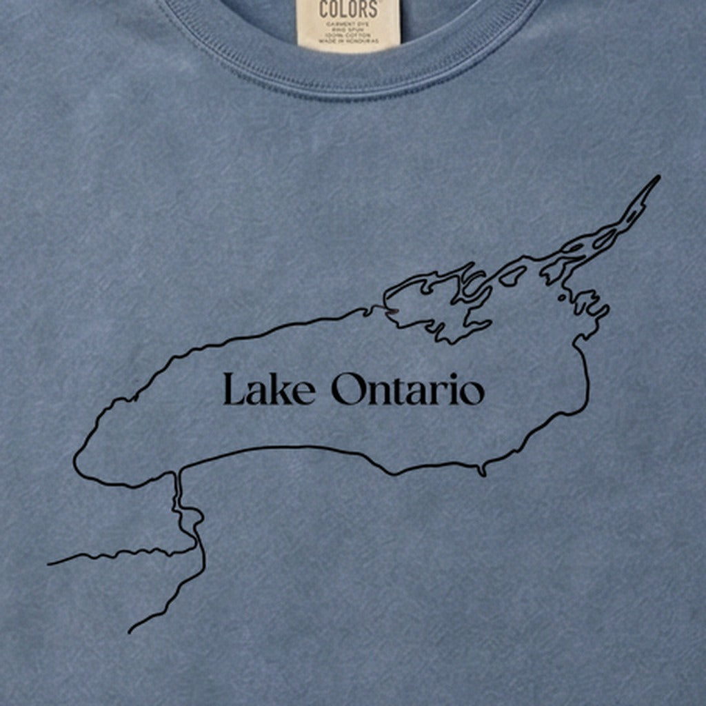 Lake Ontario Line Drawing Cotton T-Shirt