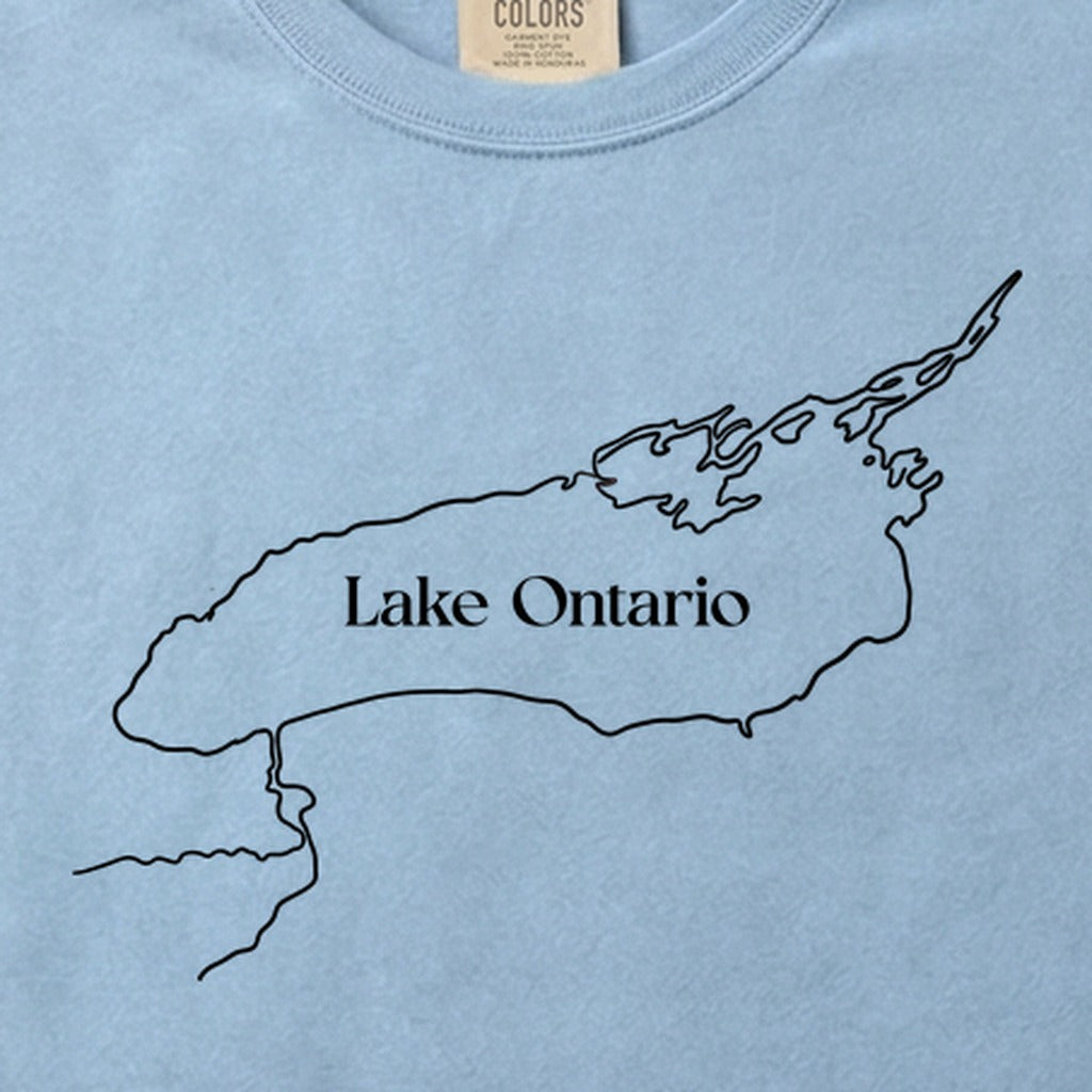Lake Ontario Line Drawing Cotton T-Shirt
