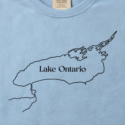 Lake Ontario Line Drawing Cotton T-Shirt