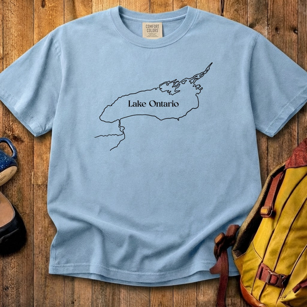 Lake Ontario Line Drawing Cotton T-Shirt