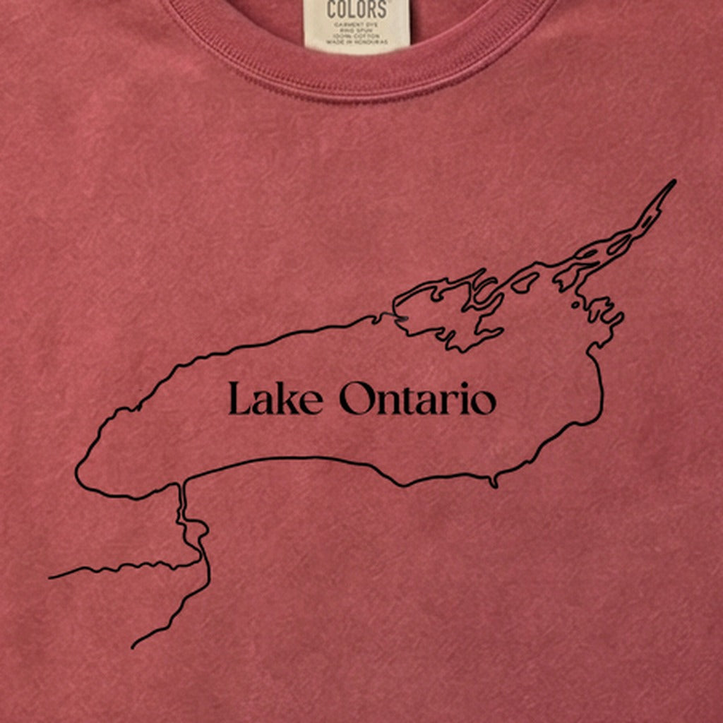 Lake Ontario Line Drawing Cotton T-Shirt