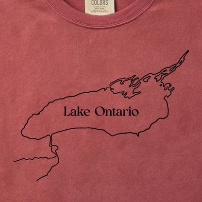 Lake Ontario Line Drawing Cotton T-Shirt