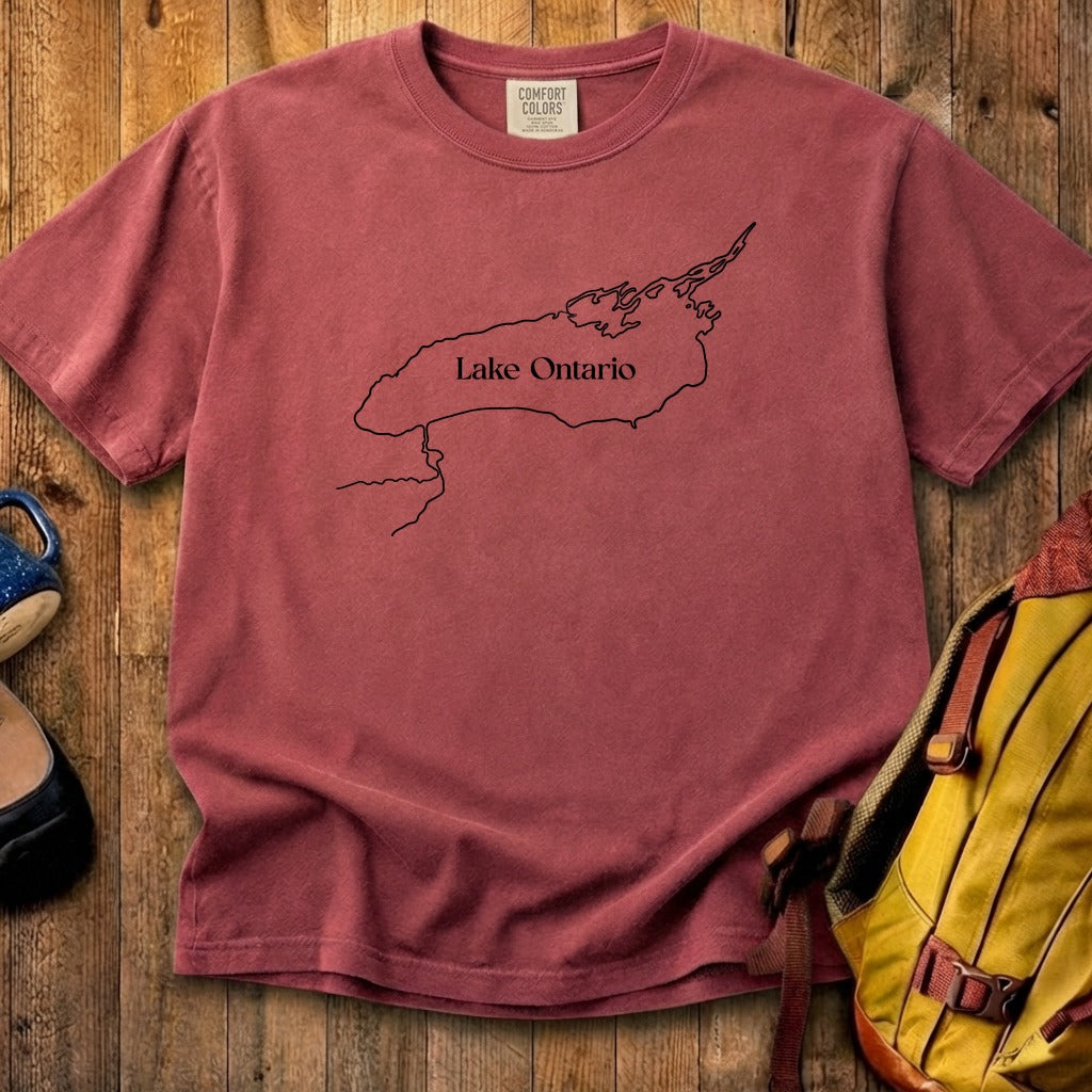 Lake Ontario Line Drawing Cotton T-Shirt