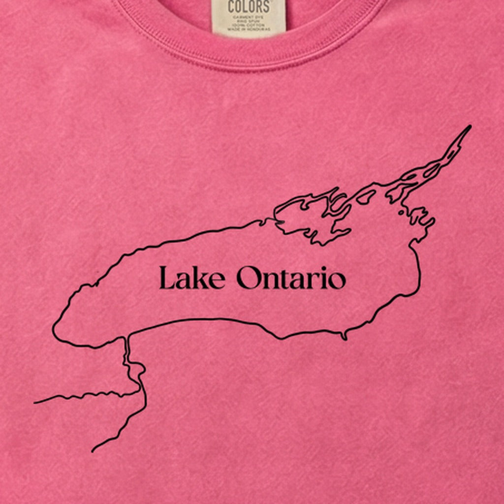 Lake Ontario Line Drawing Cotton T-Shirt