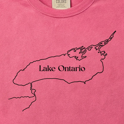 Lake Ontario Line Drawing Cotton T-Shirt