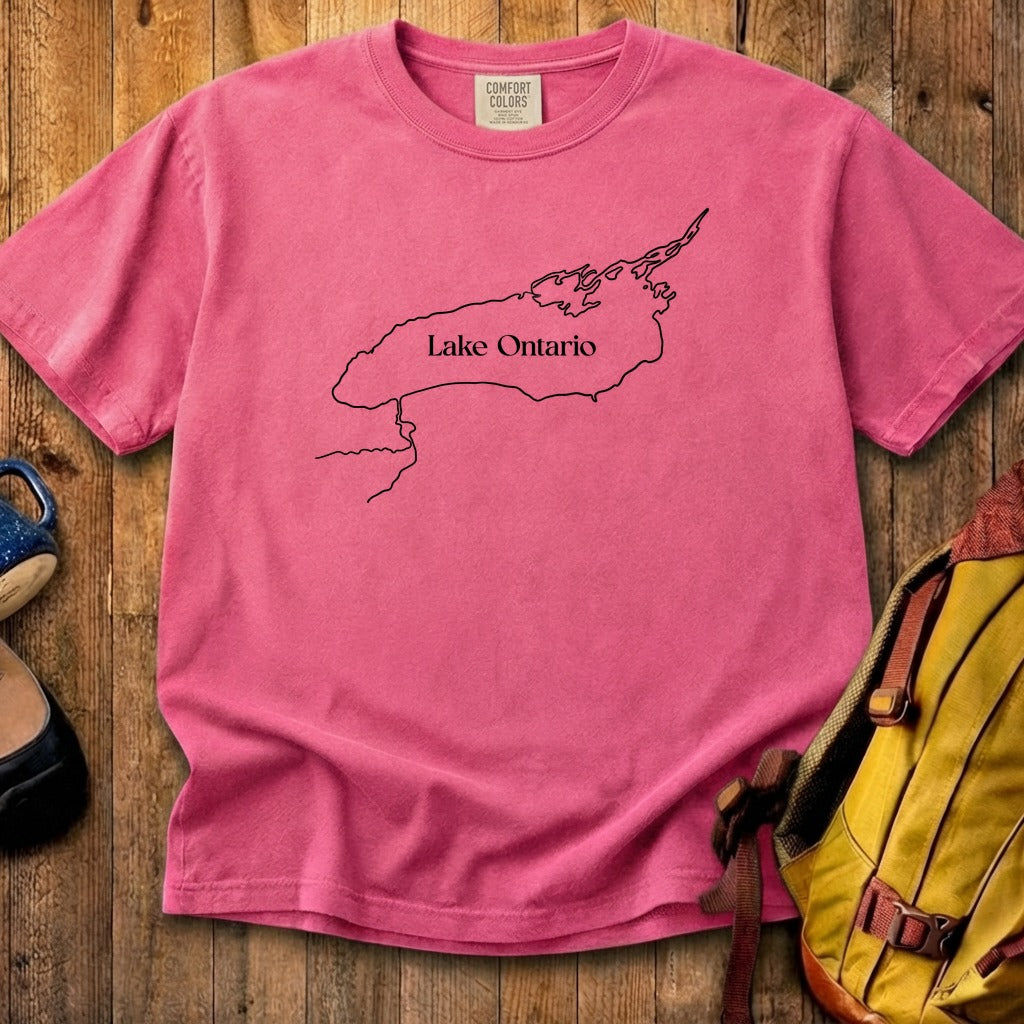 Lake Ontario Line Drawing Cotton T-Shirt
