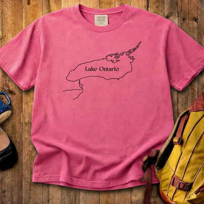 Lake Ontario Line Drawing Cotton T-Shirt