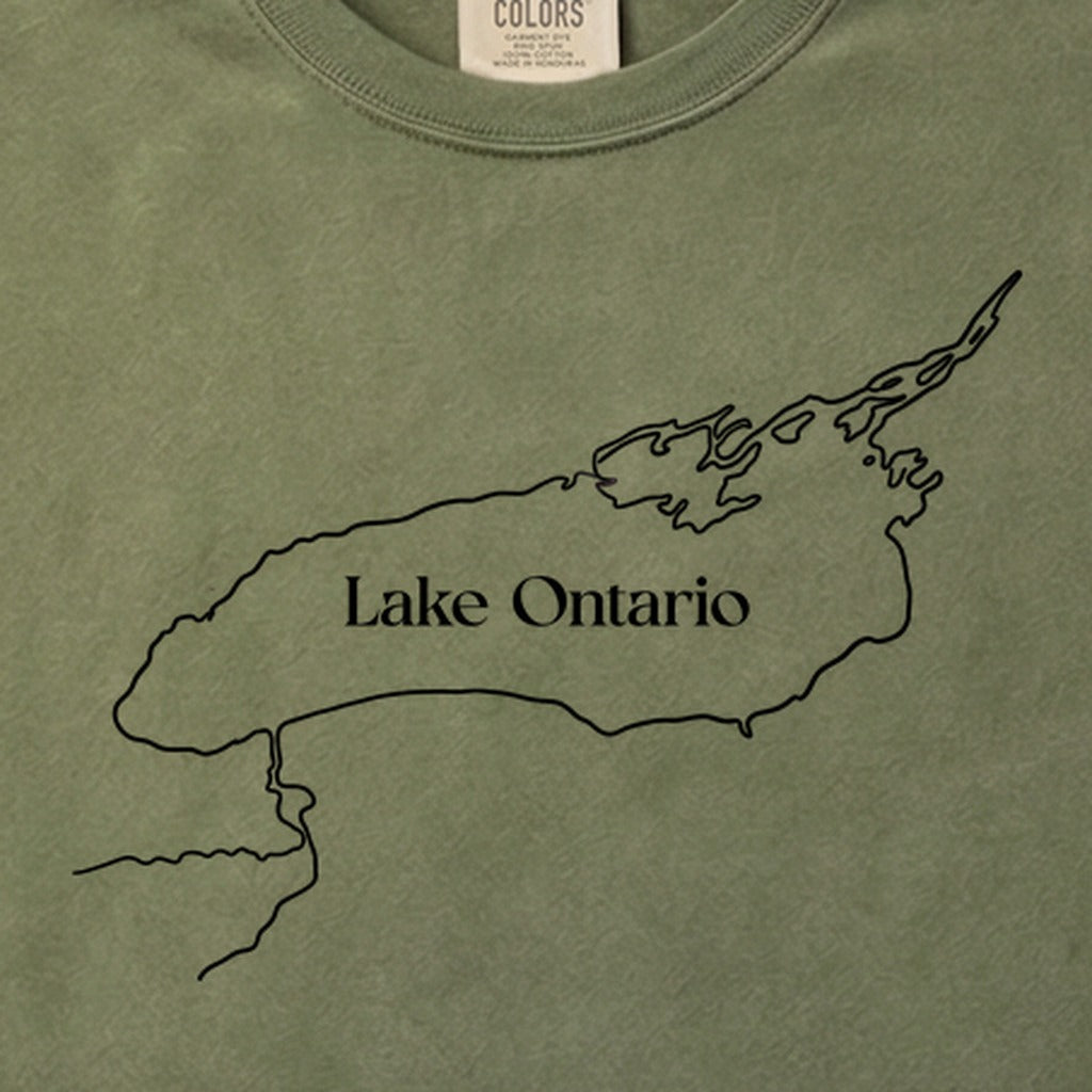 Lake Ontario Line Drawing Cotton T-Shirt