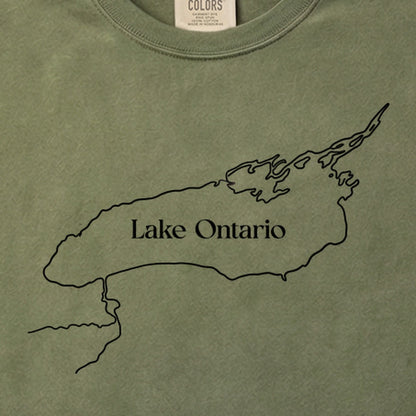 Lake Ontario Line Drawing Cotton T-Shirt