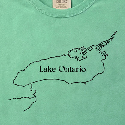 Lake Ontario Line Drawing Cotton T-Shirt