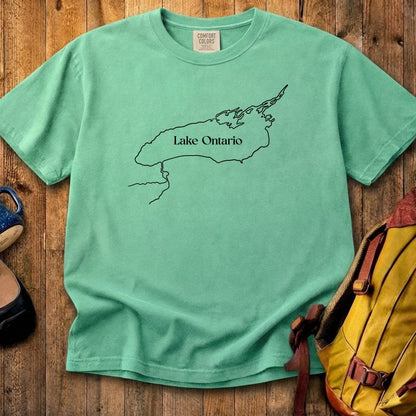 Lake Ontario Line Drawing Cotton T-Shirt