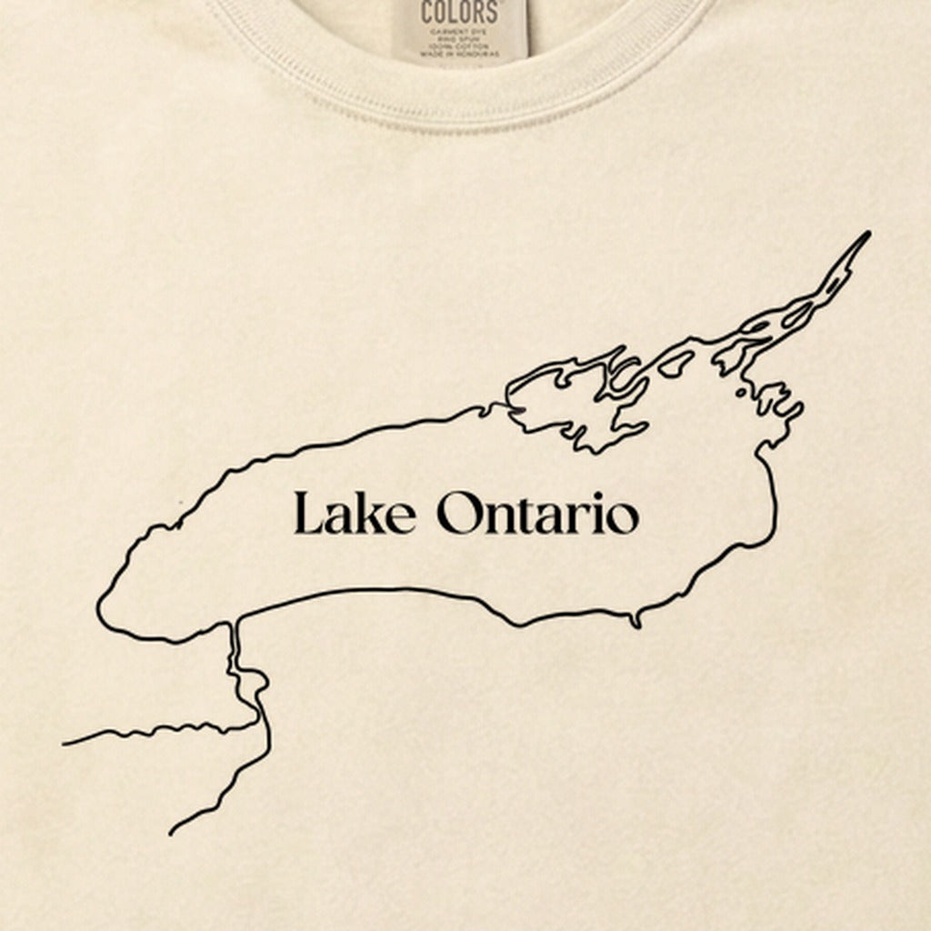 Lake Ontario Line Drawing Cotton T-Shirt