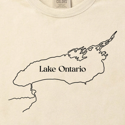 Lake Ontario Line Drawing Cotton T-Shirt