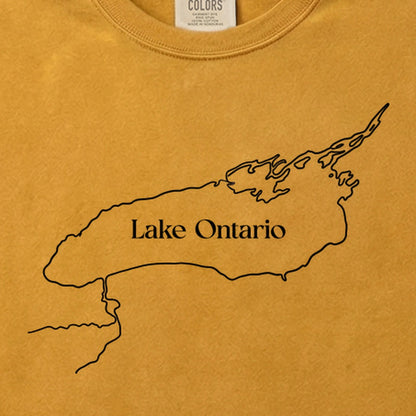 Lake Ontario Line Drawing Cotton T-Shirt