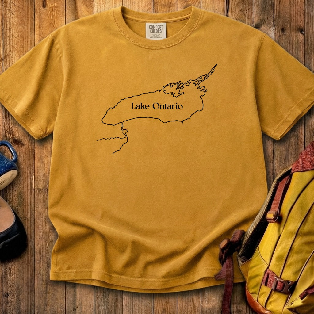 Lake Ontario Line Drawing Cotton T-Shirt