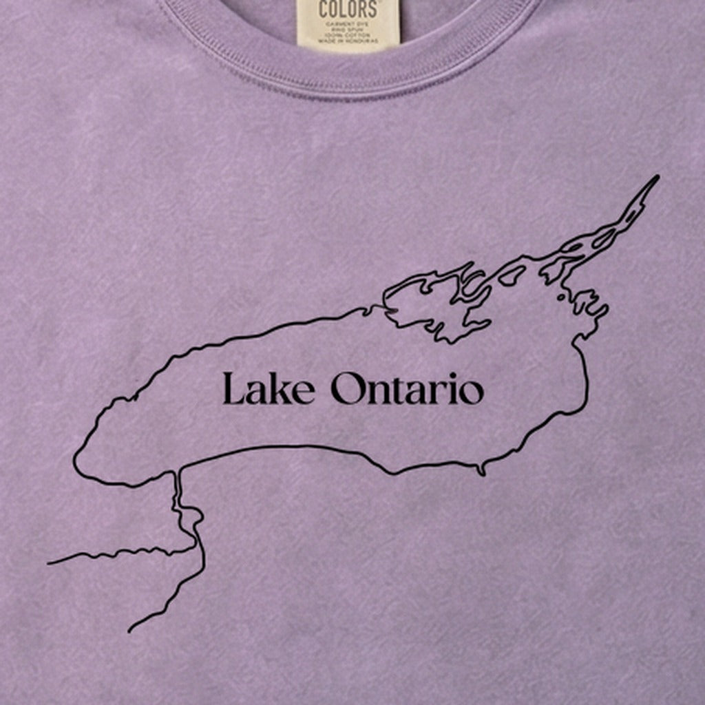 Lake Ontario Line Drawing Cotton T-Shirt