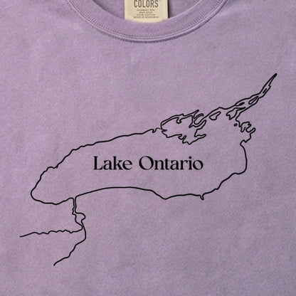 Lake Ontario Line Drawing Cotton T-Shirt