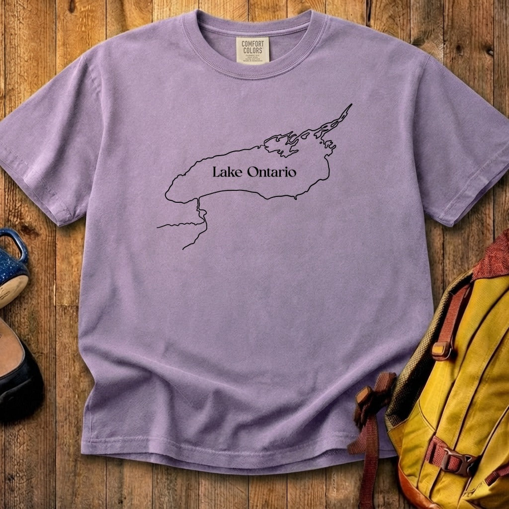 Lake Ontario Line Drawing Cotton T-Shirt