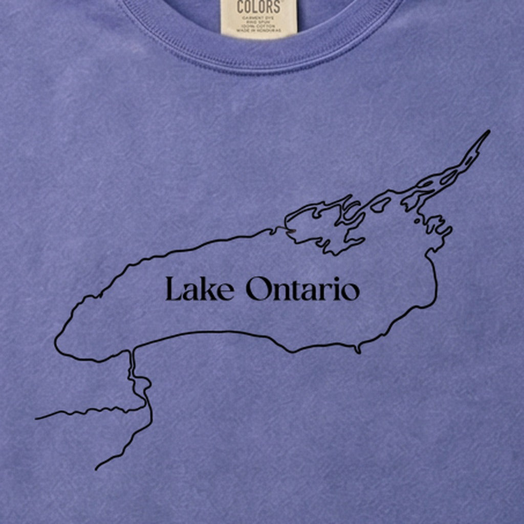Lake Ontario Line Drawing Cotton T-Shirt