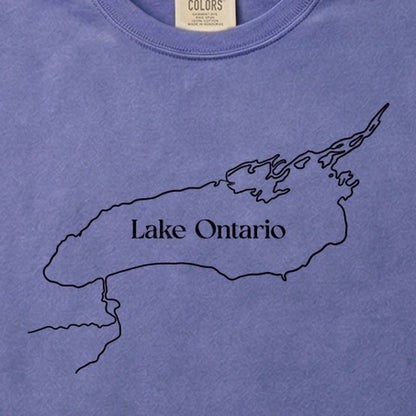 Lake Ontario Line Drawing Cotton T-Shirt