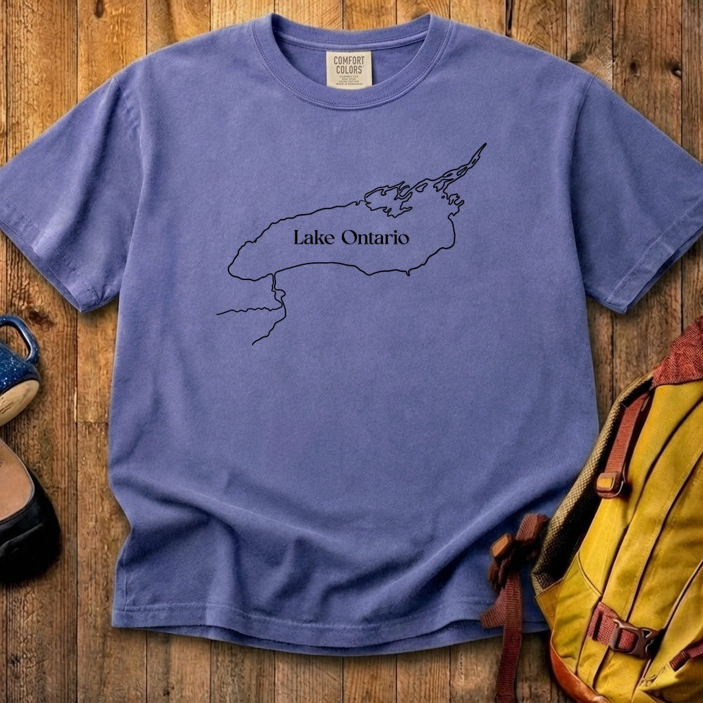 Lake Ontario Line Drawing Cotton T-Shirt