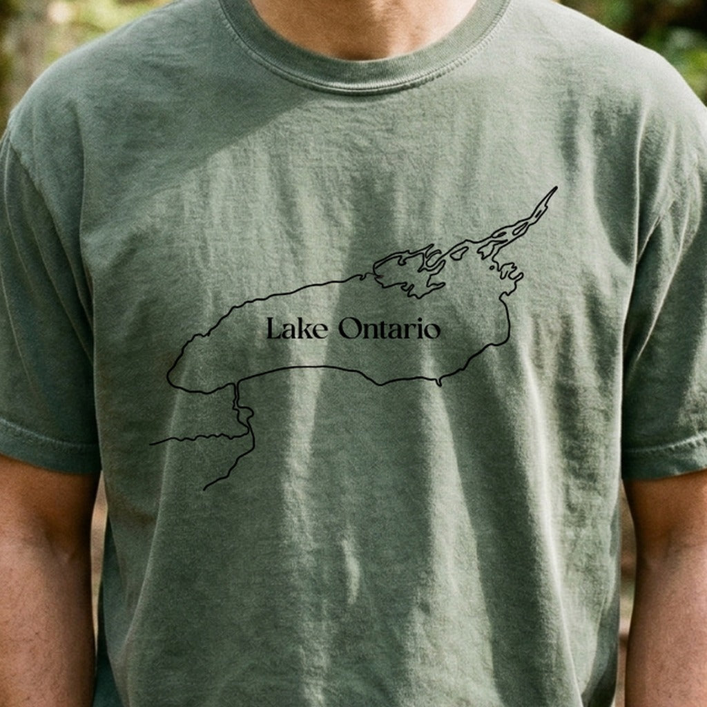 Lake Ontario Line Drawing Cotton T-Shirt
