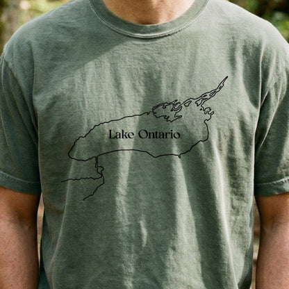Lake Ontario Line Drawing Cotton T-Shirt