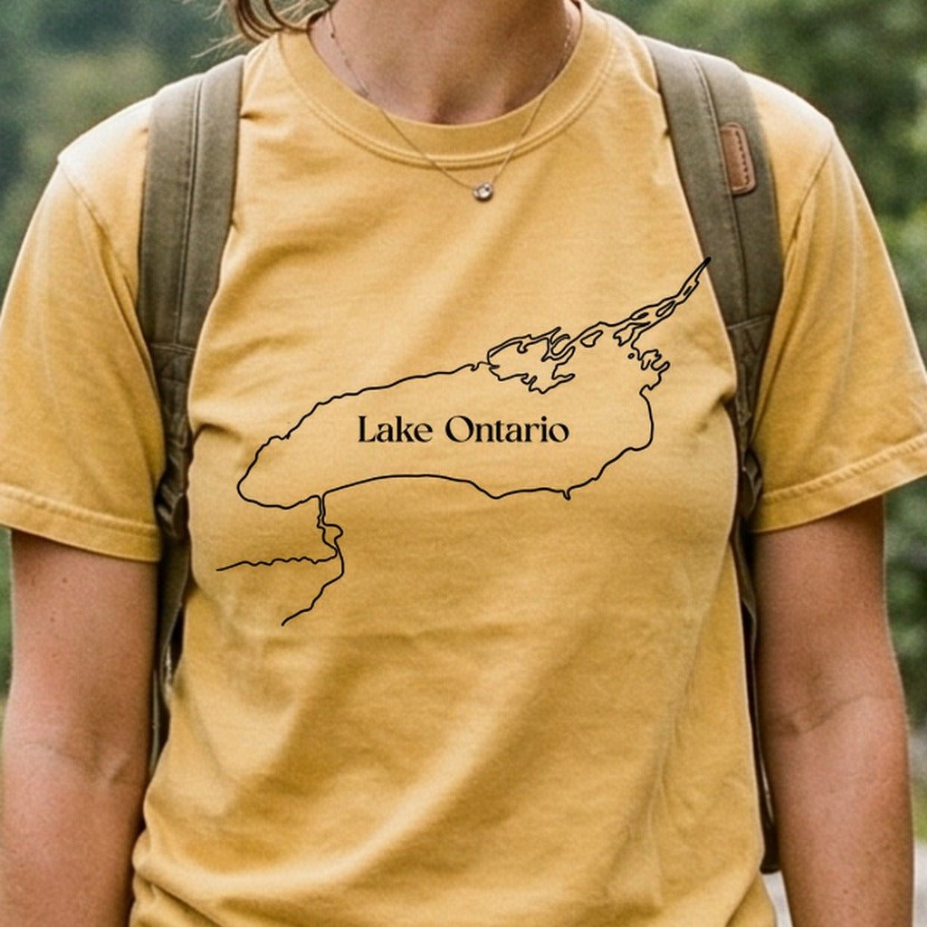 Lake Ontario Line Drawing Cotton T-Shirt