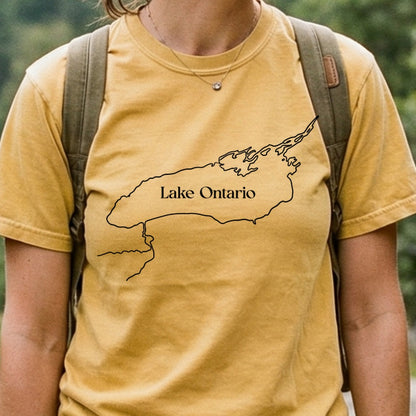 Lake Ontario Line Drawing Cotton T-Shirt