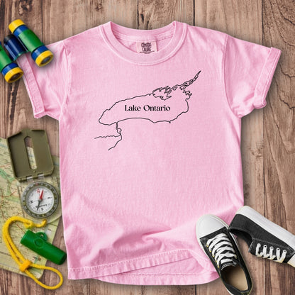 Lake Ontario Line Drawing Kids Cotton T-Shirt