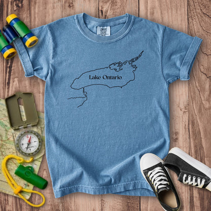 Lake Ontario Line Drawing Kids Cotton T-Shirt