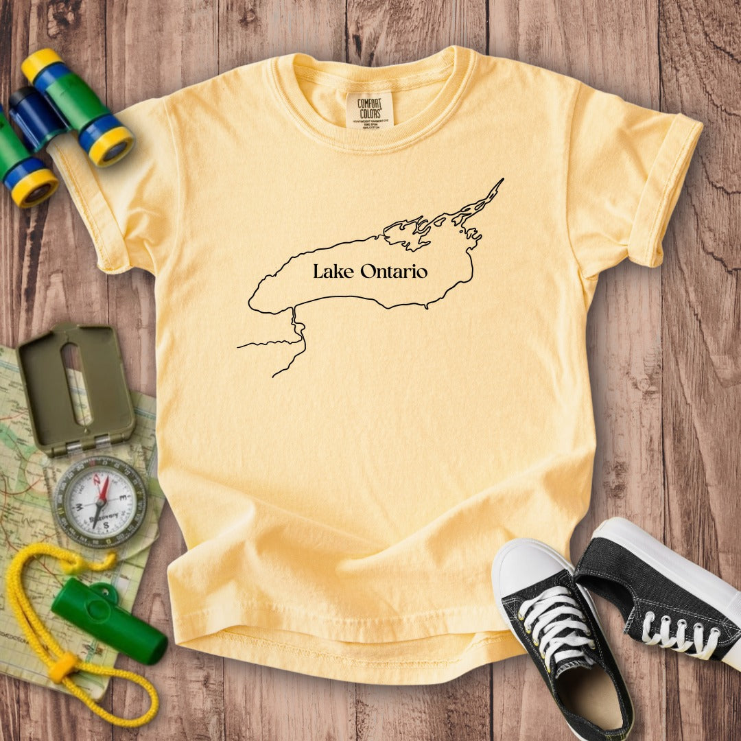 Lake Ontario Line Drawing Kids Cotton T-Shirt