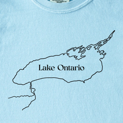 Lake Ontario Line Drawing Kids Cotton T-Shirt