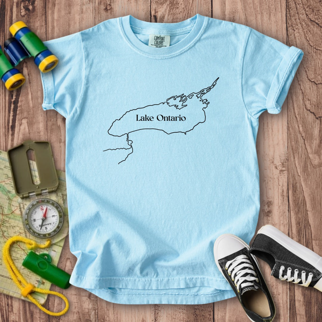 Lake Ontario Line Drawing Kids Cotton T-Shirt