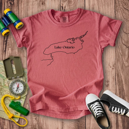 Lake Ontario Line Drawing Kids Cotton T-Shirt