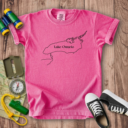 Lake Ontario Line Drawing Kids Cotton T-Shirt