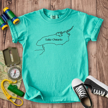 Lake Ontario Line Drawing Kids Cotton T-Shirt