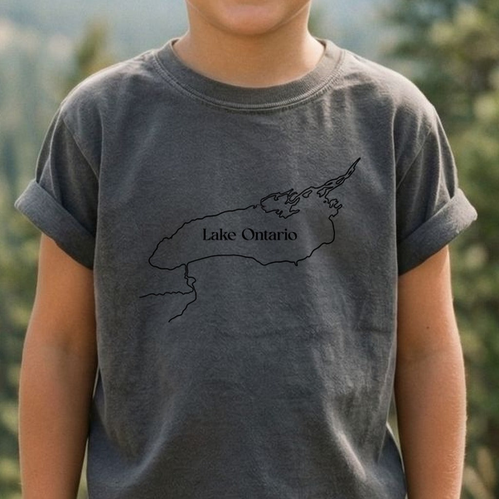 Lake Ontario Line Drawing Kids Cotton T-Shirt
